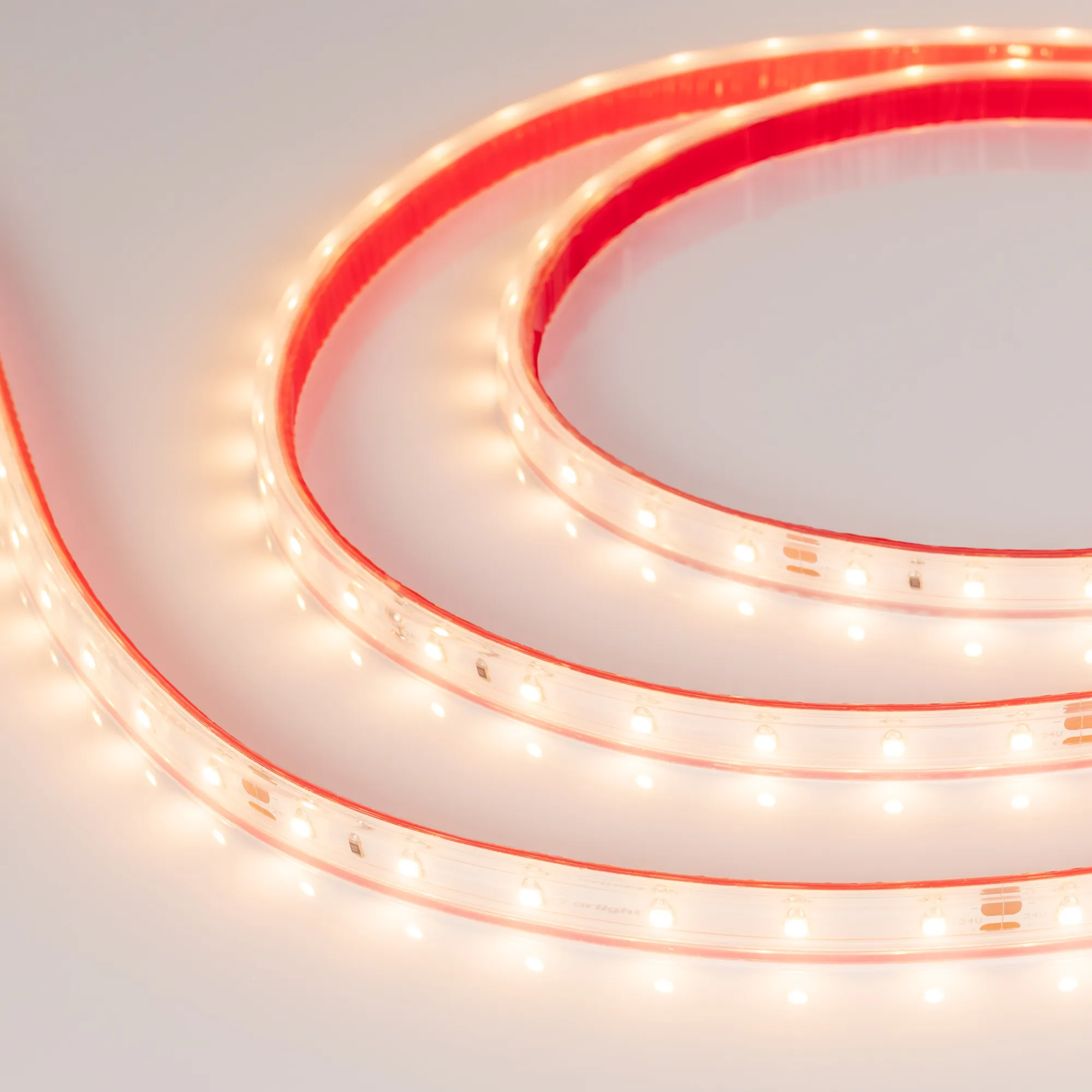 Лента светодиодная герметичная RTW-PS-A60-10mm 24V Warm3000 (4.8 W/m, IP67, 2835, 50m) (Arlight, 4.8 Вт/м, IP67) - изображение товара