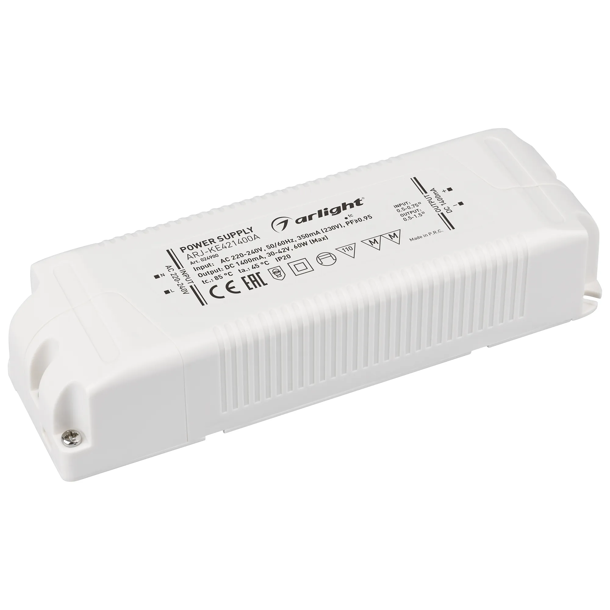 Блок питания ARJ-KE421400A (60W, 1400mA, PFC) (Arlight, IP20 Пластик, 5 лет) - изображение товара
