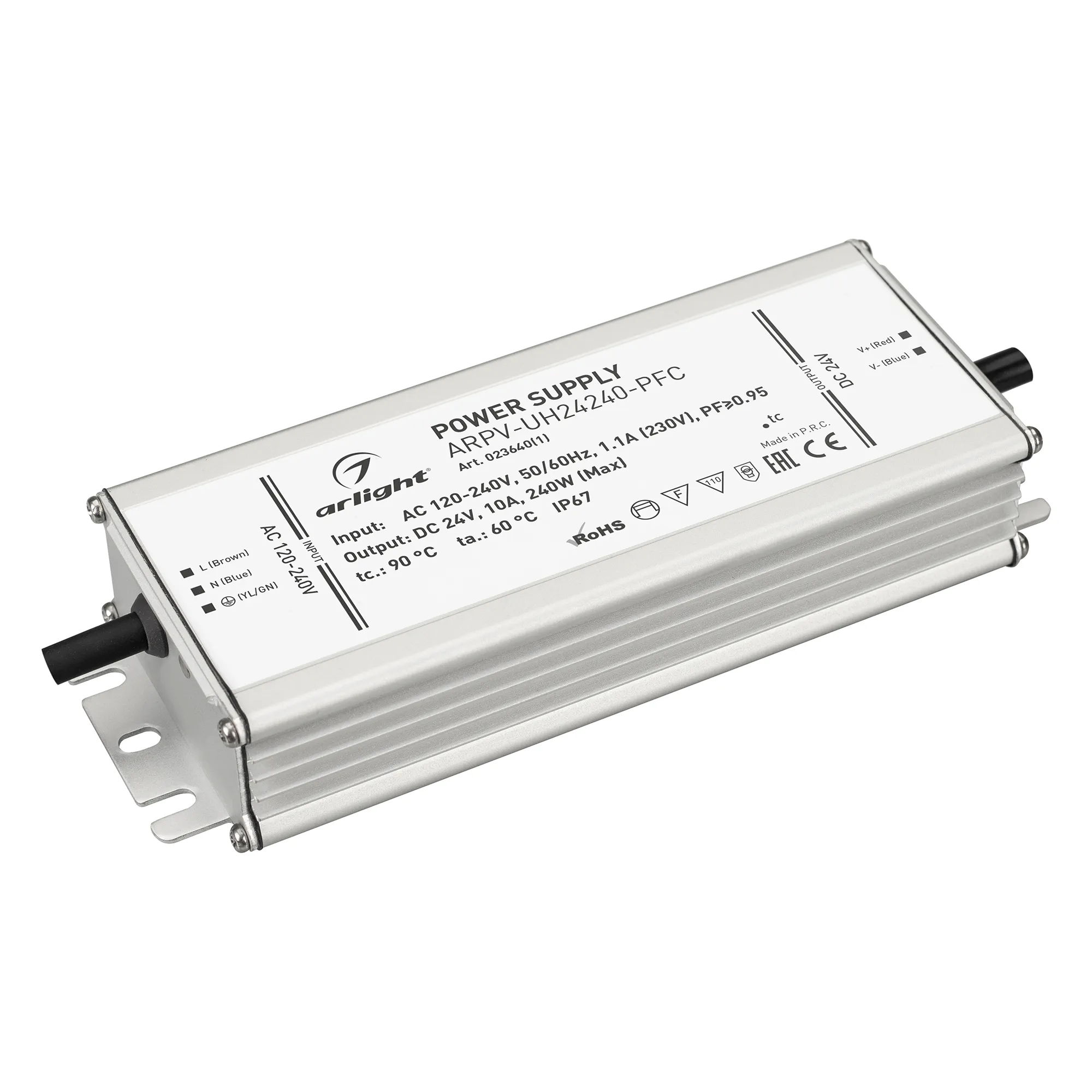 Блок питания ARPV-UH24240-PFC (24V, 10.0A, 240W) (Arlight, IP67 Металл, 7 лет) - изображение товара